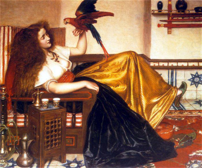 Reclining Woman with a Parrot, Valentine Cameron Prinsep Prints